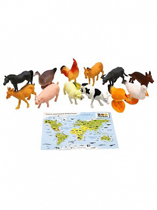 Фото 200661827 Игровой набор "Домашние животные" с картой обитания внутри (12 шт в наборе) (Zooграфия)