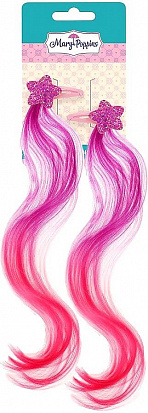 Фото товара 455522 Набор зажимов для волос, локоны "Звездочки" 2 шт., звезда 3 см., длина 35-37 см.