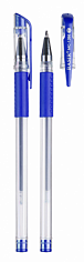 Ручка гелевая BASIR, 0,5 мм, пластик, прозрачный корпус, клип, резиновый держатель, синий, (МС-1266/