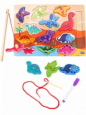 И-0412 Деревянная игрушка. Рамка пазл магнитный с рыбалкой и маркером 30х22см. (Арт. И-0412)