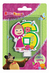 33008 Свеча-цифра №6 "Маша и Медведь"