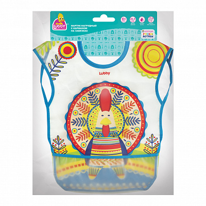 LUBBY20770 арт.20770/240/12 Фартук нагрудный с карманом на завязках "Русские мотивы", от 6 мес., eva фото