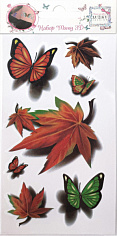 Т21478 LUKKY FASHION набор тату 3D, бабочки, листья, 1 вид, 9х18см (10131010/291021/0725822)