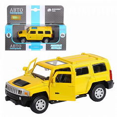 1251268JB ТМ "Автопанорама" Машинка металл. 1:43 Hummer H3, желтый, инерция, откр. двери, в/к 17,5