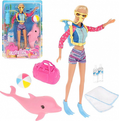 Фото 8472 pink Игр. наб. Defa Lucy "Пляжный отдых", в компл. кукла 29см, предм. 10шт., блистер