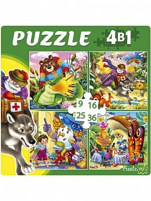 Фото товара П-6767 ПАЗЛЫ 4 в 1. ДЕТСКИЕ ИСТОРИИ (9,16, 25, 36 эл.) (Арт. П-6767)
