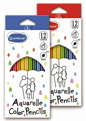 Фото Набор цветных карандашей ACMELIAE акварельные, 12цв + кисточка (9401-12) (1/12/144)