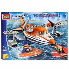 LP-5032-R Игрушка конструктор "город мастеров" самолет спасателей, с фигурками, 153 дет. в кор.