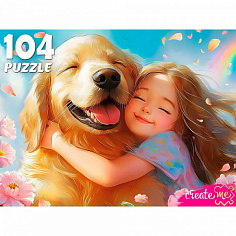 П104-6658 Пазл 104 Девочка с любимой собакой П104-6658