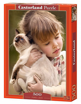 Фото товара Пазлы B-52943 Девочка с кошкой, 500 деталей Castor Land