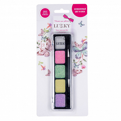 Фото Lukky Т15393 гель-тени для век с блёстками пастельные цвета: сиреневый, лимонный, мятный, розовый, ж