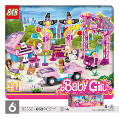 82 550 Конструктор 818 Barbie: Загородная вечеринка 4в1, 8шт в уп., 669 дет. в наборе (82550)