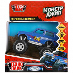 LADA4X4-12MONST-BU Машина металл LADA 4x4 МОНСТР ДЖИП 11 см, двер, багаж, подвеска, синий, кор. Техн