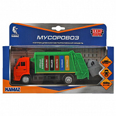 KAMGARB-15-OGGN Машина металл KAMAZ МУСОРОВОЗ длина 17 см, двери, подвиж дет, инерц, кор. Технопарк