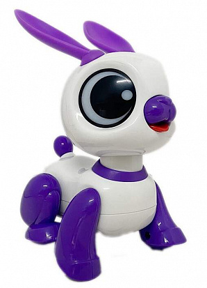 Фото 1toy Т21566 RoboPets игрушка интерактивная Кролик бел/фиол (mini), свет, звук, движение 
