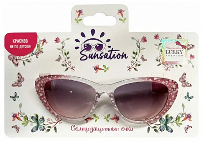 Фото Т22474 Lukky Fashion Солнцезащитные очки д.детей "Звездное мерцание",розовый градиент,карта,пакет (1
