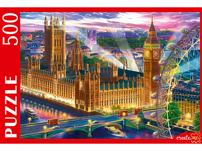 Фото товара Ф500-0749 ПАЗЛЫ 500 элементов. ПАНОРАМА НОЧНОГО ЛОНДОНА (Арт. Ф500-0749)