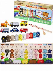 ИД-8664 Деревянная игрушка.Счёт,рыбалка,сортер,вкладыши 52 детали (в коробке) (Арт. ИД-8664)