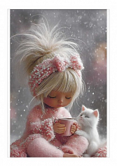 ФЕ-72951 Блокнот А6 40л. # ДЕВОЧКА С БЕЛЫМ КОТЕНКОМ 60г/м 1 скоба Феникс