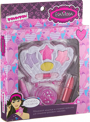 Фото товара ВВ2260 Набор детской декор. косметики Bondibon Eva Moda, BOX 18*14*2,5 см; корона с тенями для век 4