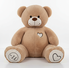 Мягкая игрушка Медведь бежевый с сердцем 170см
