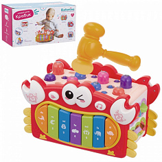 IT109570 Развивающий игровой центр "Крабик" "Elefantino", пианино, пищалка, часики, игра с молоточко