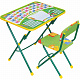 миниатюра КУ1-13 Комплект "Первоклашка"на зеленом фоне(стол+стул мягкий)детск. складн. (Зеленый каркас)*КУ1/13