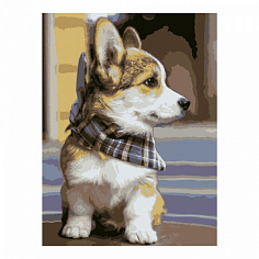 LORI Кпн-296 Картина по номерам на картоне 40*50 см "Щенок корги"