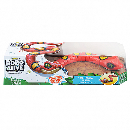 Фото товара Т10996 Игрушка Робо-змея RoboAlive(Красная), 2 *1,5vAAА бат (в компл не входят) 40*13*10см (10129060