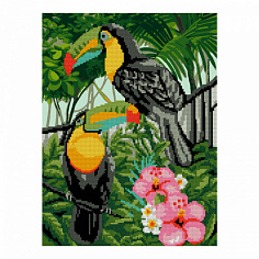 LORI Ам-040 Алмазная мозаика 30*40 см (частичное заполнение) "Тропические птицы"
