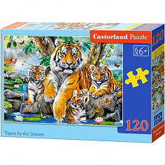 Пазлы B6-13517 Тигры у ручья, (120 деталей MIDI) Castor Land