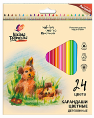 Карандаши цветные ЛУЧ "Школа творчества", 24цв., трехгранные, деревянные (30С 1808-08)