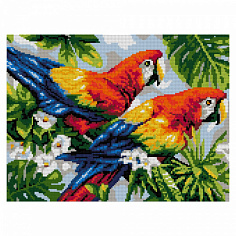 LORI Ам-013 Алмазная мозаика 30*40 см (полное заполнение) "Пара попугаев"