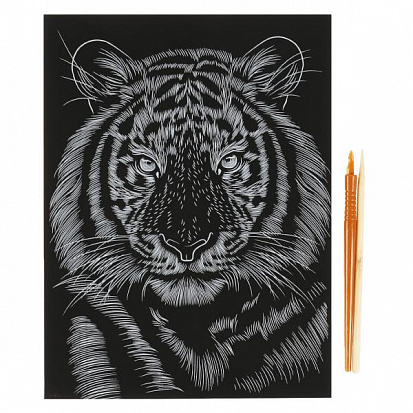 Фото SCRATCHART-GOLD-TIGER3 Гравюра 18*24 см тигр, золотая МУЛЬТИ АРТ