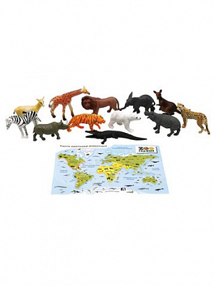 Фото 200661720 Игровой набор "Животные" с картой обитания внутри (12 шт в наборе) (Zooграфия)