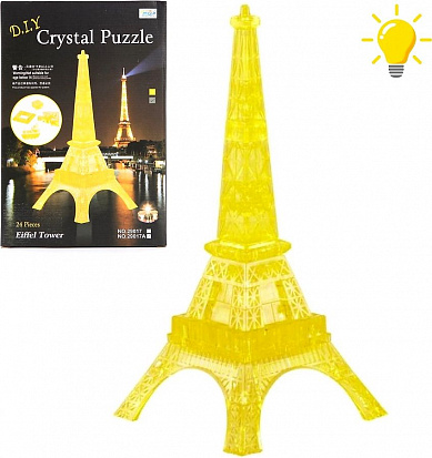 Фото товара 29017A Пазл 3D Эйфелева башня, свет, эл.пит.2*AG3 вх.в компл., в ассорт.