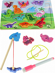 И-0411 Деревянная игрушка. Рамка-пазл магнитная с рыбалкой и маркером 30х22см. (Арт. И-0411)