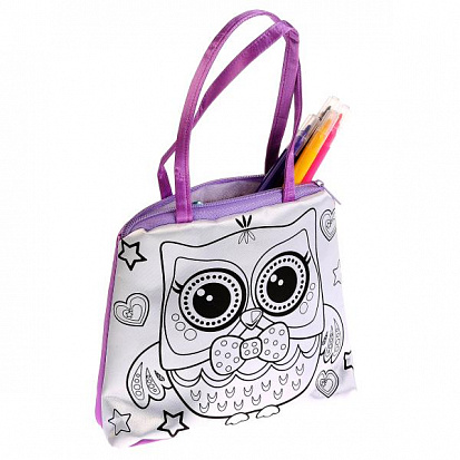 Фото B1525859-OWL Набор для творчества MultiArt Совушки, сумочка для росписи с фломастерами и стразами