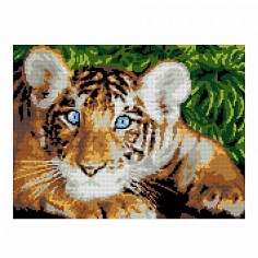 Ам-057 Алмазная мозаика 30*40 см (полное заполнение) "Голубоглазый тигрёнок"