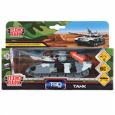 CT10-029-1(19) Машина металл танк t-90 13см, свет+звук, башня вращается, инерц. в кор. Технопарк
