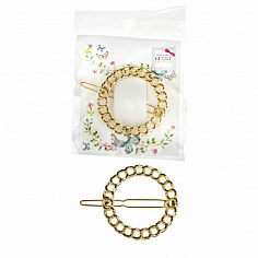 Т21495 Lukky Fashion заколка-автомат круг золото цепочка 1 шт (10702070/081121/0362279)