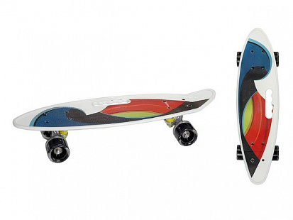 Фото IT106649 Скейтборд пластиковый с принтом и с ручкой для переноски, широкие колеса PU со светом, стой