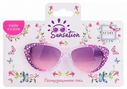 Фото товара Т22477 Lukky Fashion Солнцезащитные очки д.детей "Звездное мерцание",фиолетовый градиент,карта,пакет