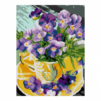 LORI Ам-016 Алмазная мозаика 30*40 см (частичное заполнение) "Фиалки" фото
