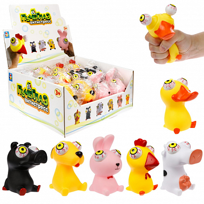 Фото товара Т23224 1toy Жмяка "Животные" 8,4х7,6х9,6см, 6 видов в асс., 12 шт. в д/б (10317120/010323/3035593)