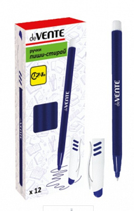 Ручка шариковая deVENTE "Пиши-стирай", корпус синий, 0,7 мм, синяя, с кауч держат (5070790) фото