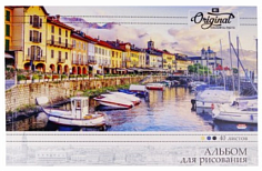 ПП-40-5482 Альбом 40л А4 ЛОДКИ НА КАНАЛЕ, жесткая подложка, клеевой