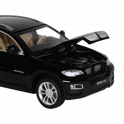 Фото 1251157JB Машинка металл., 1:32 BMW X6, черный, инерция, свет, звук, откр. двери, в/к 17,5*13,5*9 с