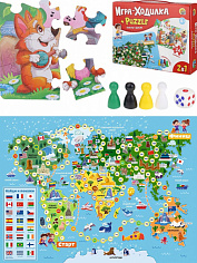 ИН-8203 Игра -ходилка+пазл. ВОКРУГ ЗЕМЛИ (арт.ИН-8203)