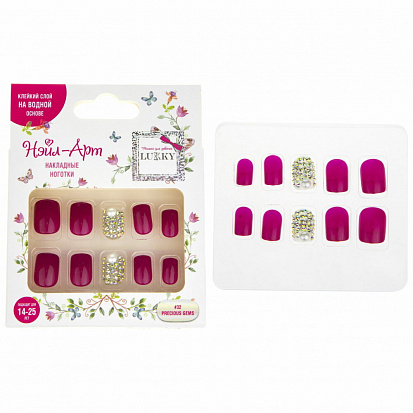Фото товара Lukky Т21080 Нэйл-Арт наб. #32 Precious Gems 10 наклад.ногтей на клеевой основе,14-25 лет,кор. (1013